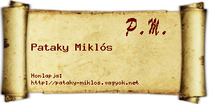 Pataky Miklós névjegykártya