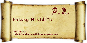 Pataky Miklós névjegykártya